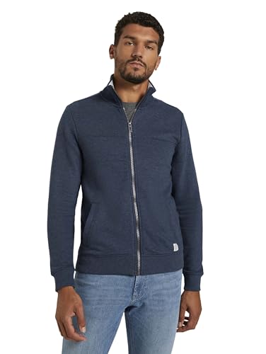 TOM TAILOR Herren Sweatjacke mit Stehkragen, 19024 - Sky Captain Blue White Melange, XXL von TOM TAILOR