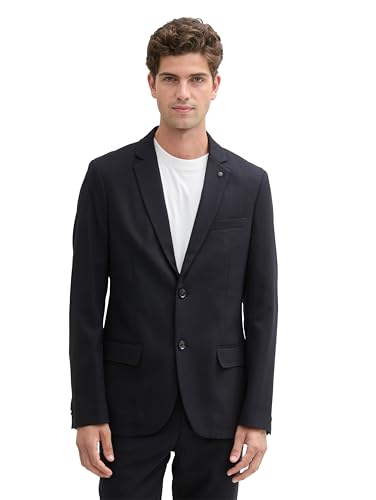 TOM TAILOR Herren Dobby Sakko mit Stretch-Anteil, 29999 - Black, 48 von TOM TAILOR