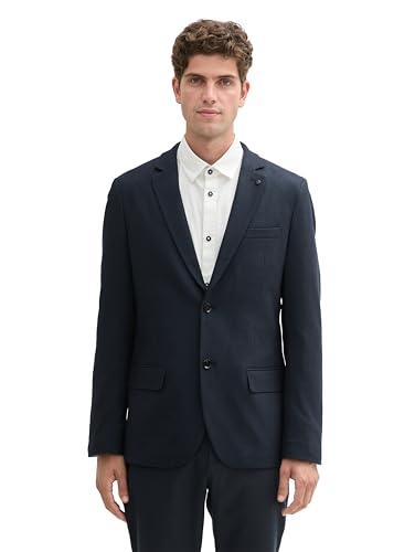 TOM TAILOR Herren Dobby Sakko mit Stretch-Anteil, 36780 - Navy Blue Structure, 48 von TOM TAILOR