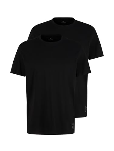 TOM TAILOR Herren Crewneck T-Shirt im Doppelpack, 29999 - Black, S von TOM TAILOR