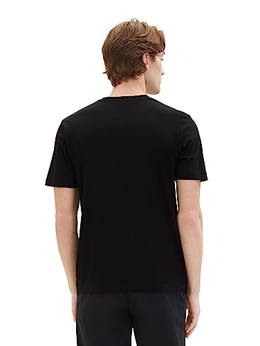 TOM TAILOR Herren 1037741 Doppelpack T-Shirt mit Rundhals-Ausschnitt aus Baumwolle, 29999-Black, L (2er Pack) von TOM TAILOR