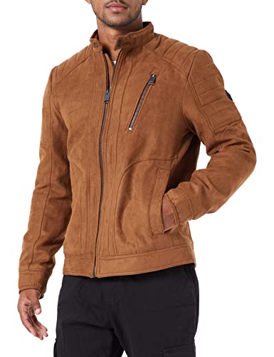 TOM TAILOR Herren Fakeleder Bikerjacke 1032478, 30512 - Fox Brown Fake Leather, XL von TOM TAILOR