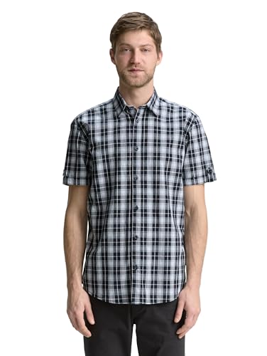 TOM TAILOR Herren 1046088 Hemd, 37983-Navy Powder Blue Check, L von TOM TAILOR