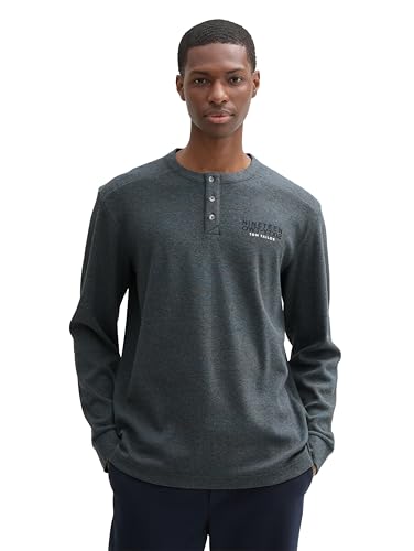 TOM TAILOR Herren Henley Longsleeve mit Print, 36828 - Stormy Blue Waffle Inject, L TOM TAILOR Herren Henley Longsleeve mit Print, 36828 - Stormy Blue Waffle Inject, L von TOM TAILOR