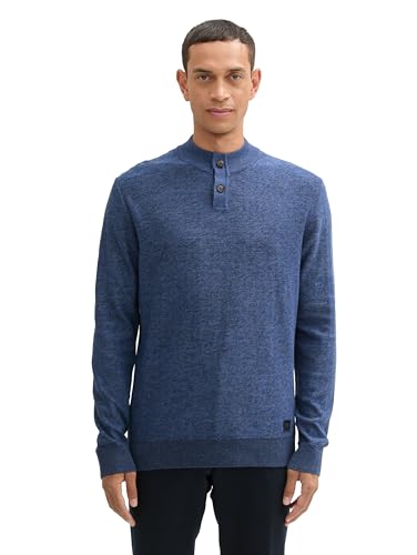 TOM TAILOR Herren Henley Strickpullover aus Baumwolle, 30986 - Sky Captain Mouline, XXL von TOM TAILOR