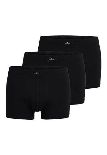 TOM TAILOR Herren Hip Pants, Baumwolle, Elastan, Single Jersey, schwarz, Uni, 3er Pack S von TOM TAILOR