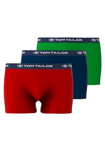 TOM TAILOR Herren Hip Pants, Elastan, Baumwolle, Single Jersey, rot, Melange, 3er Pack S von TOM TAILOR