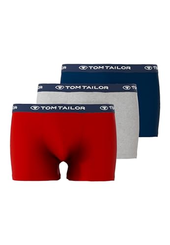 TOM TAILOR Herren Hip Pants, Unterhose, Elastan, Baumwolle, Single Jersey, rot Melange, 3er Pack M von TOM TAILOR