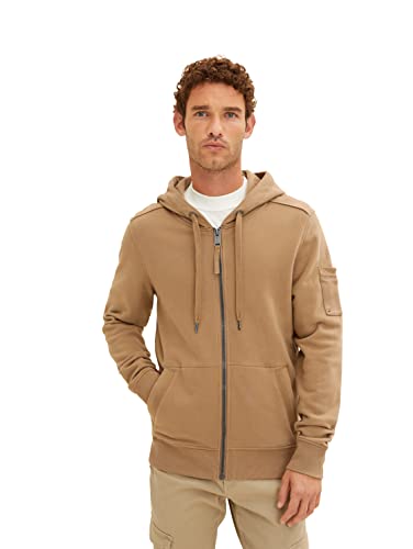 TOM TAILOR Herren Hoodie Sweatjacke 1034362, 15078 - Otter Brown, 3XL von TOM TAILOR