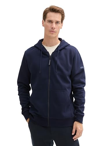 TOM TAILOR Herren Hoodie Sweatjacke mit Kängurutasche, 10668 - Sky Captain Blue, XXL von TOM TAILOR