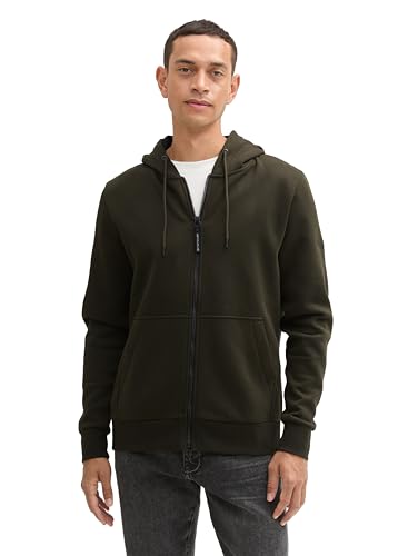 TOM TAILOR Herren Hoodie Sweatjacke mit Kängurutasche, 11172 - Dark Rosin Green, L von TOM TAILOR