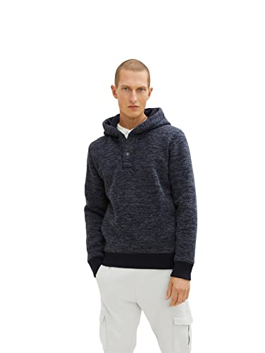 TOM TAILOR Herren Hoodie Sweatshirt mit Knopfleiste 1034374, 29806 - Navy White Inject Stripe, 3XL von TOM TAILOR