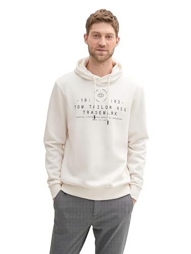 TOM TAILOR Herren Hoodie Sweatshirt mit Logo-Print, 10332 - Off White, S TOM TAILOR Herren Hoodie Sweatshirt mit Logo-Print, 10332 - Off White, S von TOM TAILOR