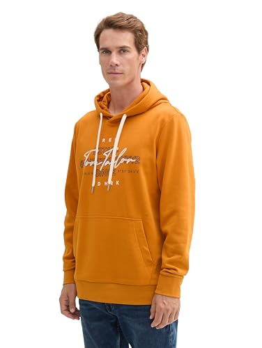 TOM TAILOR Herren Hoodie Sweatshirt mit Logo-Print, 13001 - Smashed Pumpkin Orange, XL von TOM TAILOR