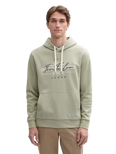 TOM TAILOR Herren Hoodie Sweatshirt mit Logo-Print, 15615 - Prairie Grass Green, XXL von TOM TAILOR