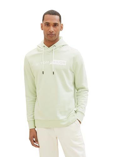 TOM TAILOR Herren Hoodie Sweatshirt mit Logo-Print, 35169 - Tender Sea Green, XL von TOM TAILOR