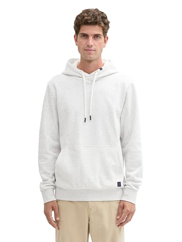 TOM TAILOR Herren Hoodie Sweatshirt mit Logo-Strickerei, 30469 - Offwhite Melange, XXL von TOM TAILOR