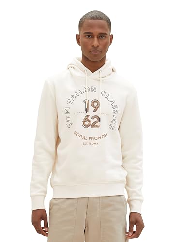 TOM TAILOR Herren Hoodie Sweatshirt mit Print, vintage beige, XL von TOM TAILOR