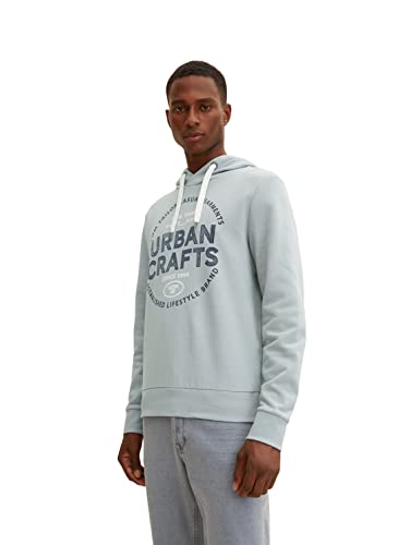 TOM TAILOR Herren 1035833 Hoodie Sweatshirt mit Print , 28129 - Light Ice Blue, M von TOM TAILOR