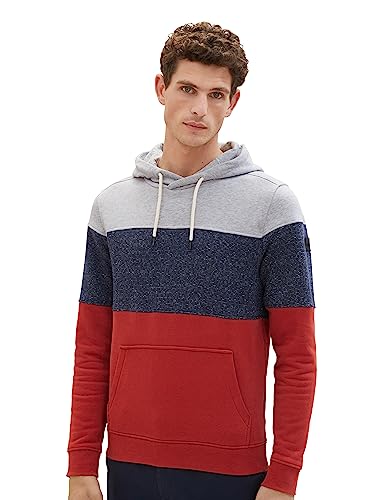 TOM TAILOR Herren 1039889 Hoodie mit Cutline-Optik, 14302-velvet red, XXL von TOM TAILOR