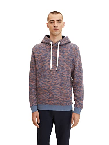 TOM TAILOR Herren Hoodie mit Streifen 1032926, 30410 - China Blue Multi Spacedye, L von TOM TAILOR