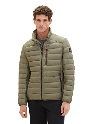 TOM TAILOR Herren Hybrid Steppjacke mit Stehkragen, 32097 - Smokey Olive Green, L von TOM TAILOR