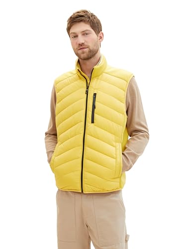 TOM TAILOR Herren Hybrid Steppweste mit Stehkragen, 11657 - Primerose Yellow, XL von TOM TAILOR