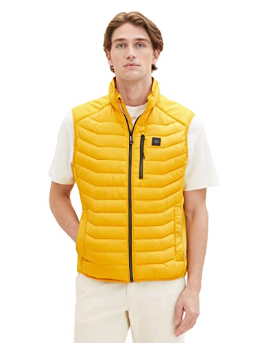 TOM TAILOR Herren 1036074 Hybrid Steppweste mit Stehkragen, 32096-symphonic Sun Yellow, XL von TOM TAILOR