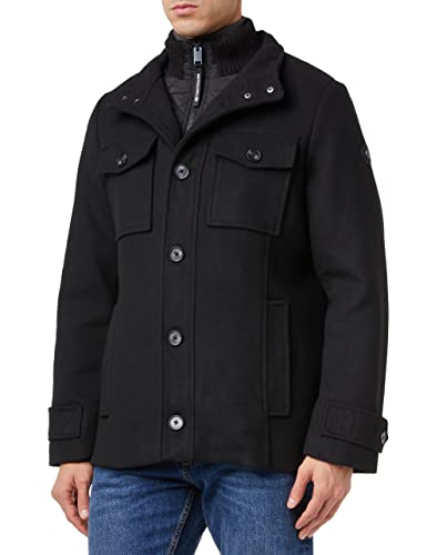 TOM TAILOR Herren Wolljacke mit Innenjacke 1032503, 29999 - Black, XL von TOM TAILOR