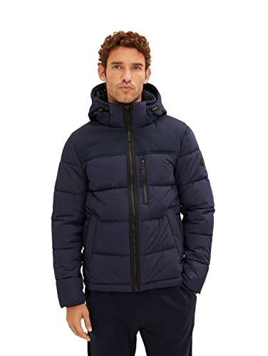 TOM TAILOR Herren Puffer Jacke mit Kapuze 1033545, 10668 - Sky Captain Blue, XL von TOM TAILOR