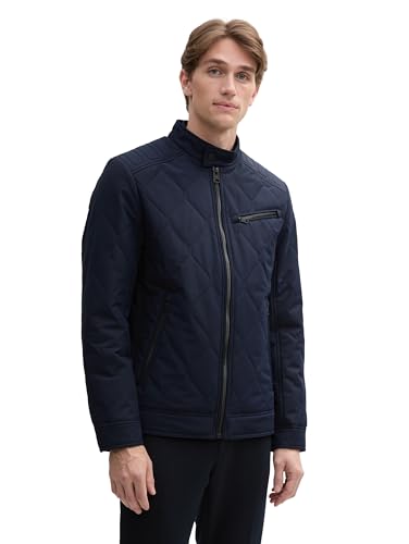 TOM TAILOR Hybrid Lightweight Steppjacke mit Kapuze im Stehkragen, mystical blue, S von TOM TAILOR