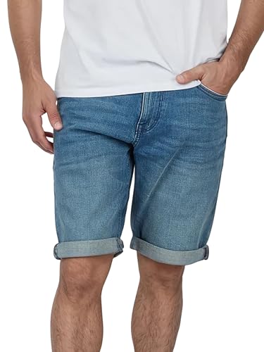 TOM TAILOR Jeans Shorts Herren Stretch Kurz Regular Slim Fit Josh Kurze Hosen Bermuda Shorts Sommer Denim Einfarbig Blau w34, Größe:W 34, Farbe:Light Stone Blue Denim (10142) von TOM TAILOR