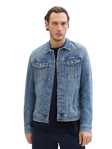 TOM TAILOR Herren Jeansjacke mit Brusttaschen, Used Light Stone Blue Denim, S TOM TAILOR Herren Jeansjacke mit Brusttaschen, Used Light Stone Blue Denim, S von TOM TAILOR