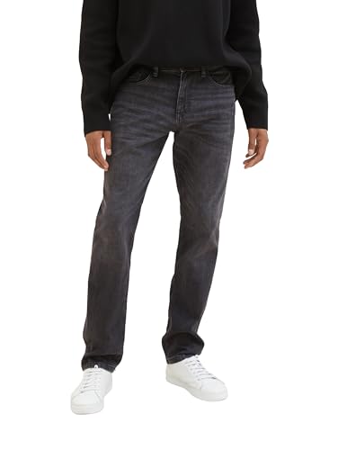 TOM TAILOR Herren Josh Regular Slim Jeans mit Stretch, 10250 - Used Dark Stone Black Denim, 33/34 von TOM TAILOR