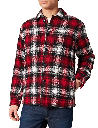 TOM TAILOR Herren Karierte Hemdjacke 1030853, 28842 - Red Black Big Check, S von TOM TAILOR