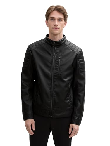 TOM TAILOR Blouson Jacke mit Kapuze im Stehkragen, Black, L von TOM TAILOR