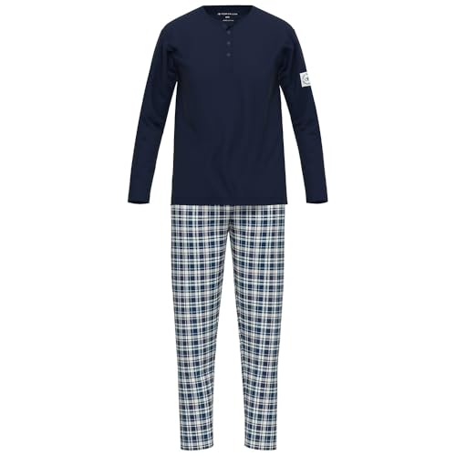 TOM TAILOR Herren Langarm Pyjama 4-Knopfv 71408, 2tlg., Blau,50/ M von TOM TAILOR