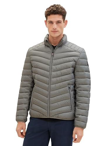 TOM TAILOR Herren Lightweight Steppjacke mit Stehkragen, 32144 - Olive Minimal Design, S von TOM TAILOR