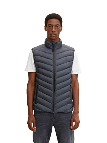 TOM TAILOR Herren Lightweight Stepptweste 1031473, 24267 - Grey Twill Structure, XXL von TOM TAILOR