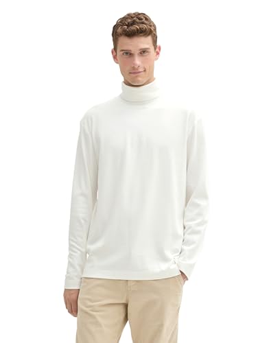 TOM TAILOR Herren Longsleeve aus Baumwolle mit Rollkragen, 10332 - Off White, XXL TOM TAILOR Herren Longsleeve aus Baumwolle mit Rollkragen, 10332 - Off White, XXL von TOM TAILOR