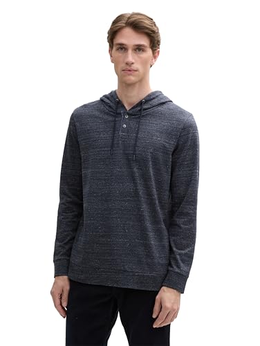 TOM TAILOR Herren Longsleeve mit Kapuze, 10668 - Sky Captain Blue, S von TOM TAILOR