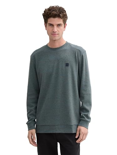 TOM TAILOR Herren Longsleeve mit Logo-Badge, 36828 - Stormy Blue Waffle Inject, XL von TOM TAILOR