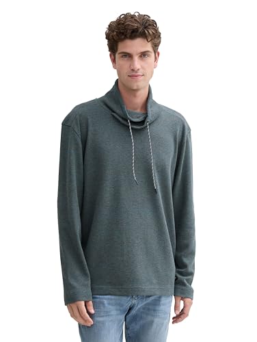 TOM TAILOR Herren Longsleeve mit hohem Kragen, 36828 - Stormy Blue Waffle Inject, M von TOM TAILOR