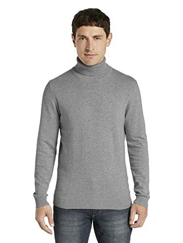 TOM TAILOR Herren Melierter Rollkragenpullover 1021444, 14427 - Light Soft Grey Melange, XXL von TOM TAILOR