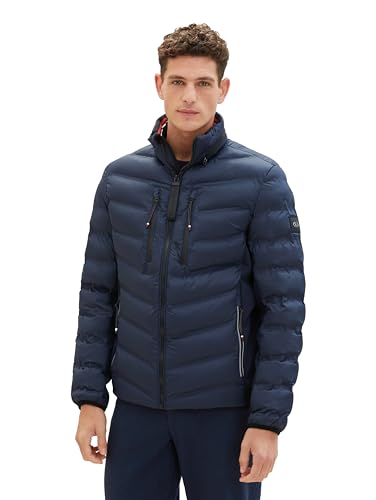 TOM TAILOR Herren Modern Hybrid Steppjacke mit abnehmbarer Kapuze, 10668 - Sky Captain Blue, XL von TOM TAILOR