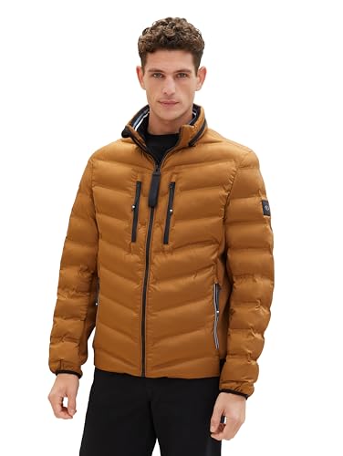 TOM TAILOR Herren Modern Hybrid Steppjacke mit abnehmbarer Kapuze, 25985 - Deep Cognac, XXXL von TOM TAILOR