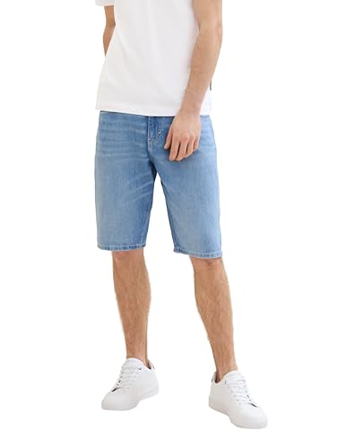 TOM TAILOR Herren Morris Relaxed Fit Shorts, Used Light Stone Blue Denim, 34 von TOM TAILOR