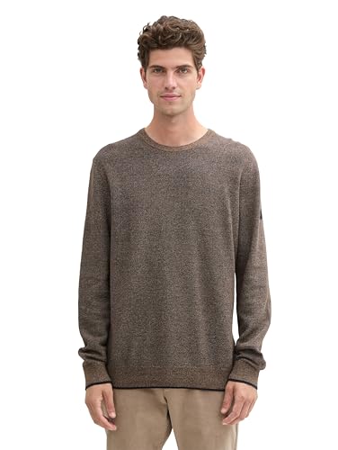 TOM TAILOR Herren Multicolor Strickpullover, 37637 - Navy Camel Mouline, L von TOM TAILOR
