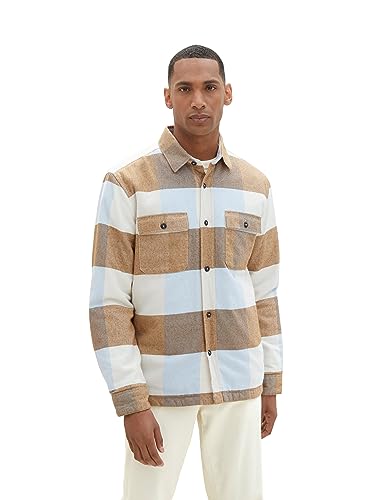 TOM TAILOR Herren Overshirt Hemd mit Karo-Muster aus Baumwolle, off white big block check, XL TOM TAILOR Herren Overshirt Hemd mit Karo-Muster aus Baumwolle, off white big block check, XL von TOM TAILOR