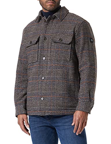 TOM TAILOR Herren Overshirt aus Wolle 1032501, 30506 - Blue Brown Boucle Wool Check, XXL von TOM TAILOR